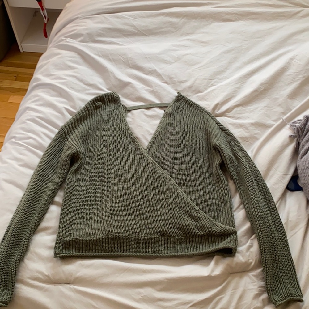 Sage green low cut sweater